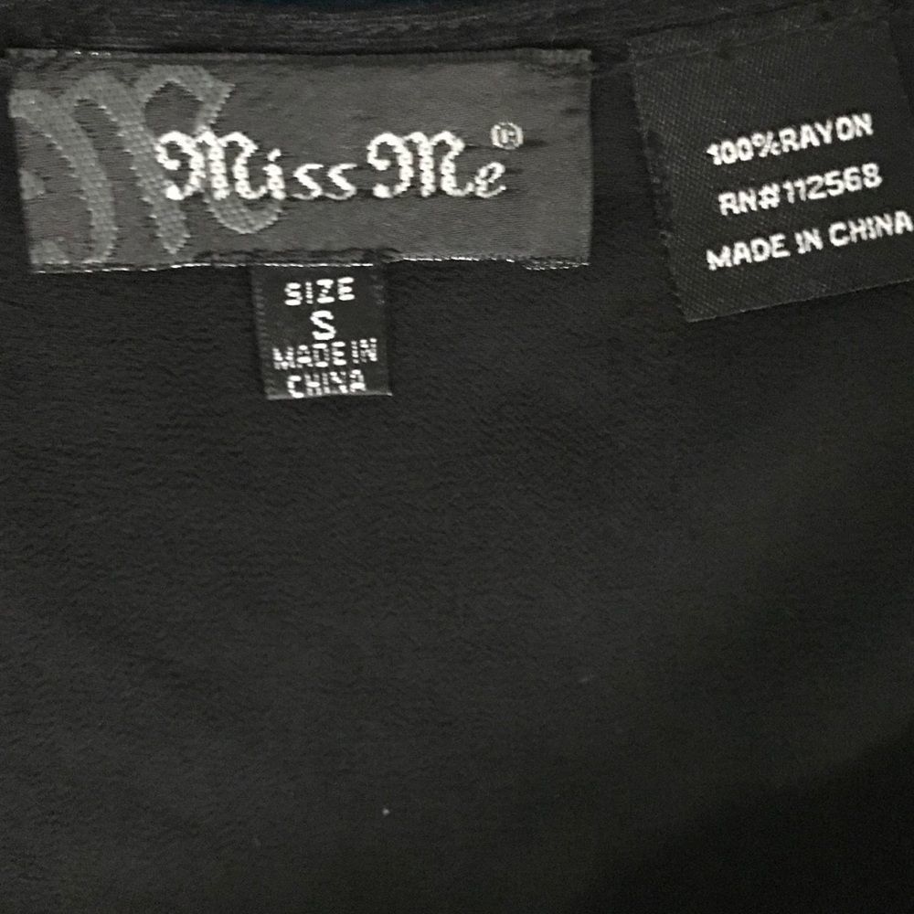 Miss Me Black Gold Sequin Sheer Back Top Small S - Picture 7 of 11
